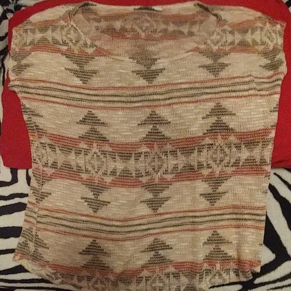 Blu tribal  Mesh blouse.